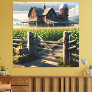 Toile Maison de ferme rustique avec une œuvre d'art Ai d