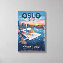 Maison d'opéra d'Oslo Norvège Affiche de voyage vi