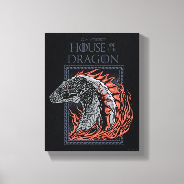 Toile MAISON DU DRAGON | Profil de dragon en flammes (Recto)