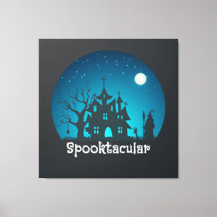 Toile Maison hantée bleue et noire Spooktacular