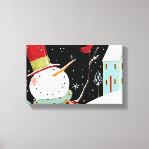 Toile Maison moderne d'hiver de bonhommes de neige