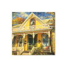 Maison victorienne jaune fantaisie