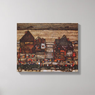 Toile Maisons avec blanchisserie par Egon Schiele