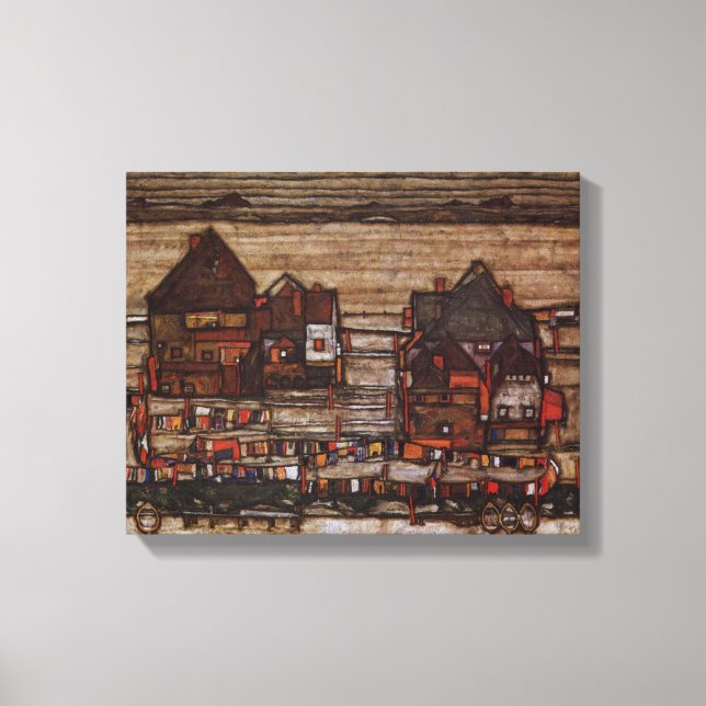 Toile Maisons avec blanchisserie par Egon Schiele (Recto)