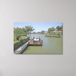 Toile Maisons et quais sur le canal Marco Island Floride