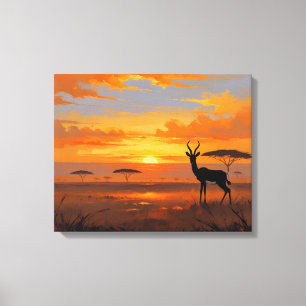 Toile Majesté du coucher de soleil dans la savane – Gaze