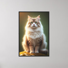 Toile Majestic Fluffy Cat - Serene Green Eyed Feline