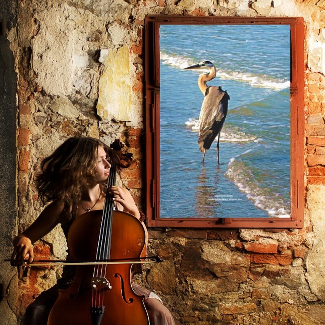 Toile Majestic Heron Bird Ocean Waves Floride USA (Créateur téléchargé)