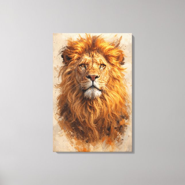 Toile Majestic Lion Portrait – Golden Power Canvas Print (Recto)