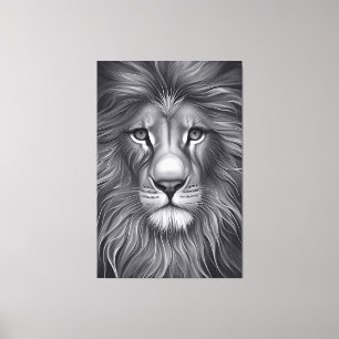 Toile Majestic Monochrome : Le regard captivant du lion