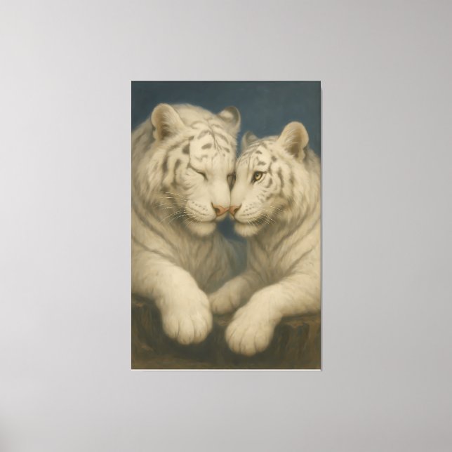 Toile Majestic White Tiger Couple – Emotional Fine Art  (Recto)