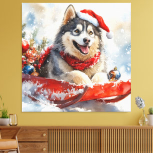 Toile Malamute d'Alaska dans la boue Laisser il neige No