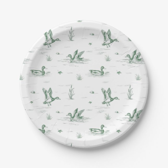 Toile Mallard Duck Gender Neutral Pappteller (Vorderseite)