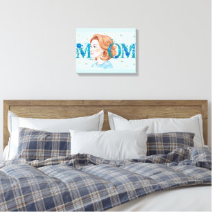 Toile Maman aux fleurs bleues