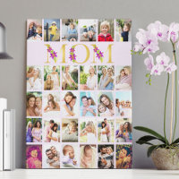 Maman Lettres d'or 30 Vertical Photo Collage Lilac