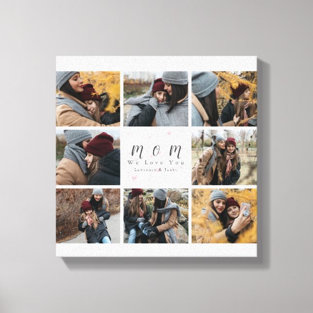 Toile Maman Monogramme Custom 8 Photo Collage Mère Famil (Recto)
