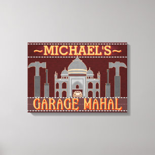 Toile Man Cave Funny Garage Mahal Tools   Nom personnali