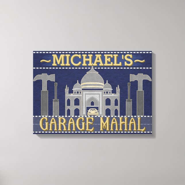 Toile Man Cave Funny Garage Mahal Tools | Nom personnali (Recto)