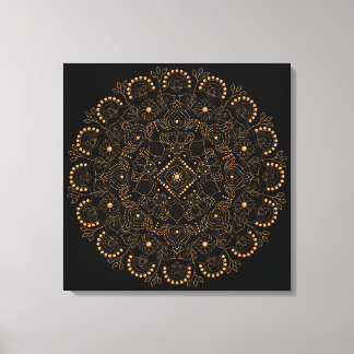 Toile Mandala de perles de faux or