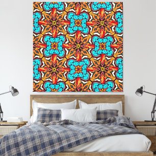 Toile Mandala floral vibrant en répétition