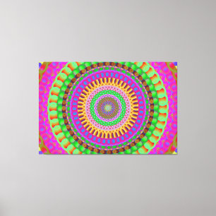Toile Mandala Neon Twist Stretted Canvas Print