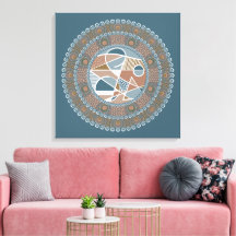 Mandala Turquoise personnalisé et or Abstrait Acce