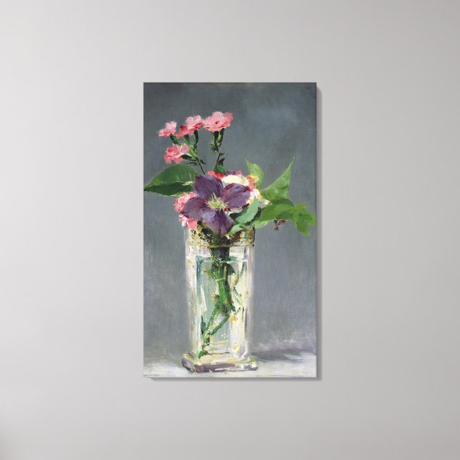 Toile Manet | Pink and Clematis in a Crystal Vase, 1882 (Recto)