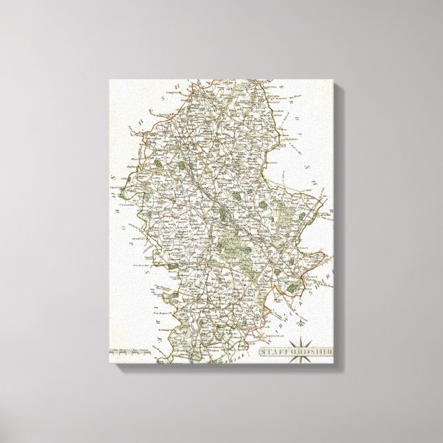 TOILE MAP OF STAFFORDSHIRE 1793 (Recto)
