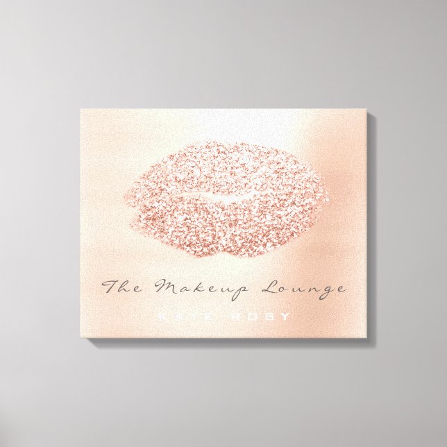 Toile Maquillage rose pâle Artiste Beauté Grey Kiss Lips (Recto)