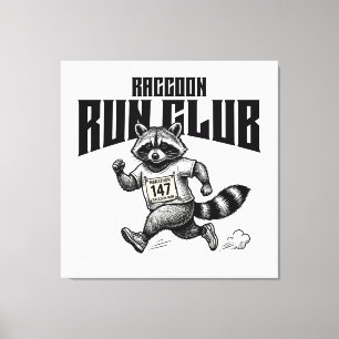 Toile Marathon du Raccoon Run Club Rétro Trash Panda 