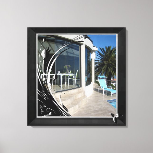 Toile Marbre blanc - Filigree Abstrait noir (Recto)