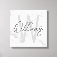 Marbre blanc Script Monogramme personnalisé et nom
