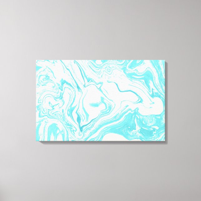 Toile Marbre cool design en Turquoise et Crème (Recto)