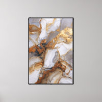 Marbre Gris, Blanc et Doré – Art Abstrait