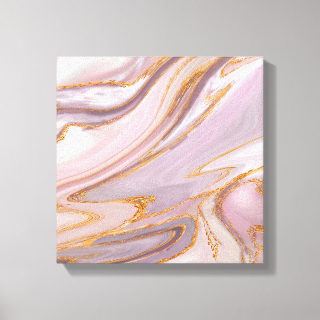 Toile Marbre Rose liquide et or (Recto)