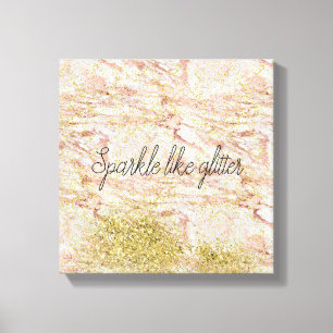 Toile Marbre rose or Confetti Faux Parties scintillant