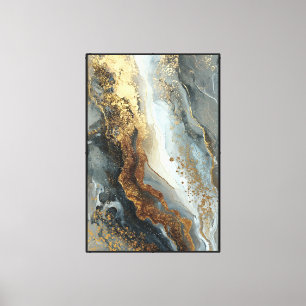 Toile Marbre tourbillonnant or et bleu – Art abstrait