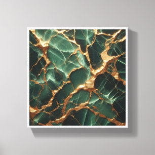 Toile Marbre Vert Émeraude Luxueux - Veine de Feuille d'