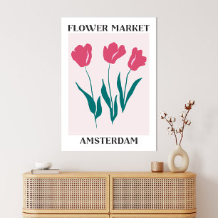 Toile Marché aux Fleurs d'Amsterdam Tulipes Roses Floral
