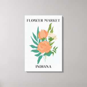Toile Marché de fleurs Indiana Peach Peony Floral