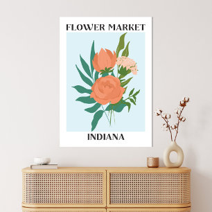 Toile Marché de fleurs Indiana Peach Peony Floral