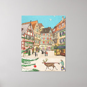 Toile Marché de Noël Strasbourg France d'inspiration rét