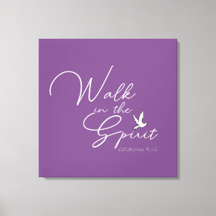 Toile Marche violette dans l'esprit Bible Verse