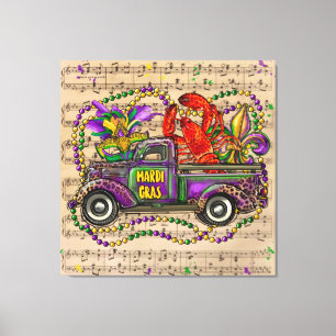 Toile Mardi Gras Camion Vintage Musique Fleur de Lis