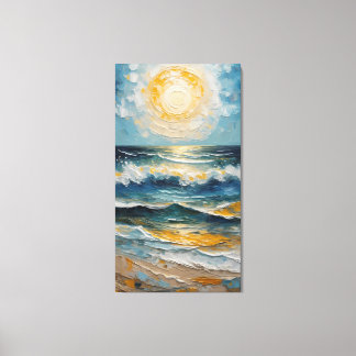 Toile Marée Dorée : Coucher de Soleil Impressionniste su