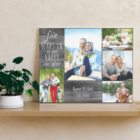 Mariage Anniversaire Photo Collage Gris Bois Look