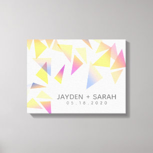 Toile Mariage blanc Confetti multicolore Pastel