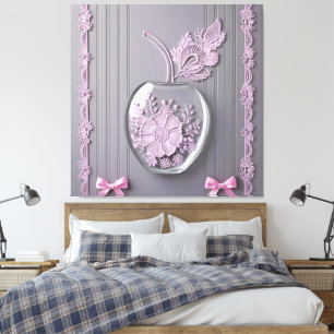 Toile Mariage cadeau rose et gris verre Floral AI art