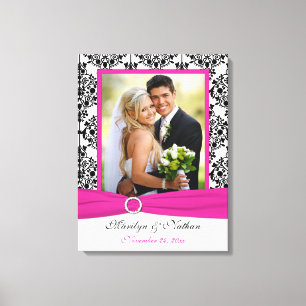 Toile Mariage damassé rose, noire, blanche