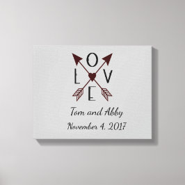 Toile Mariage d'amour personnalisé avec flèches